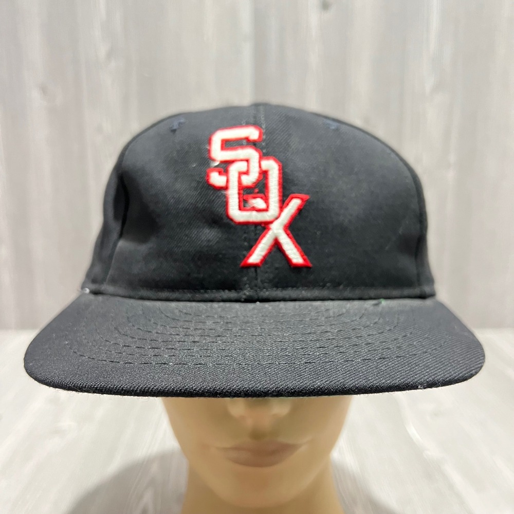 Vintage American Needle Chicago White Sox Fitted Hat Black Red Size 7 1/8 MLB
